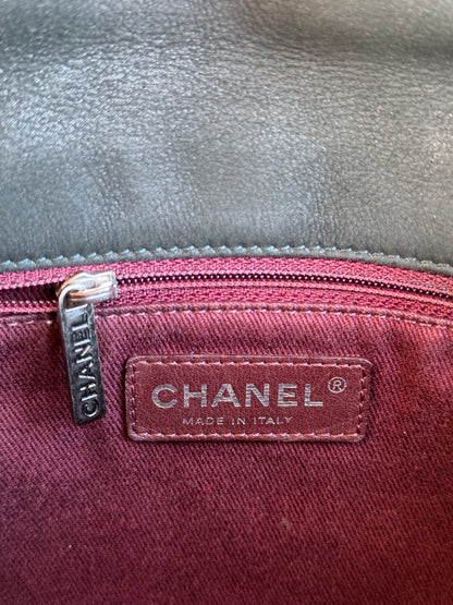 Pre-owned Chanel In The Mix Jumbo Dark Green Iridescent Leather Flap Bag