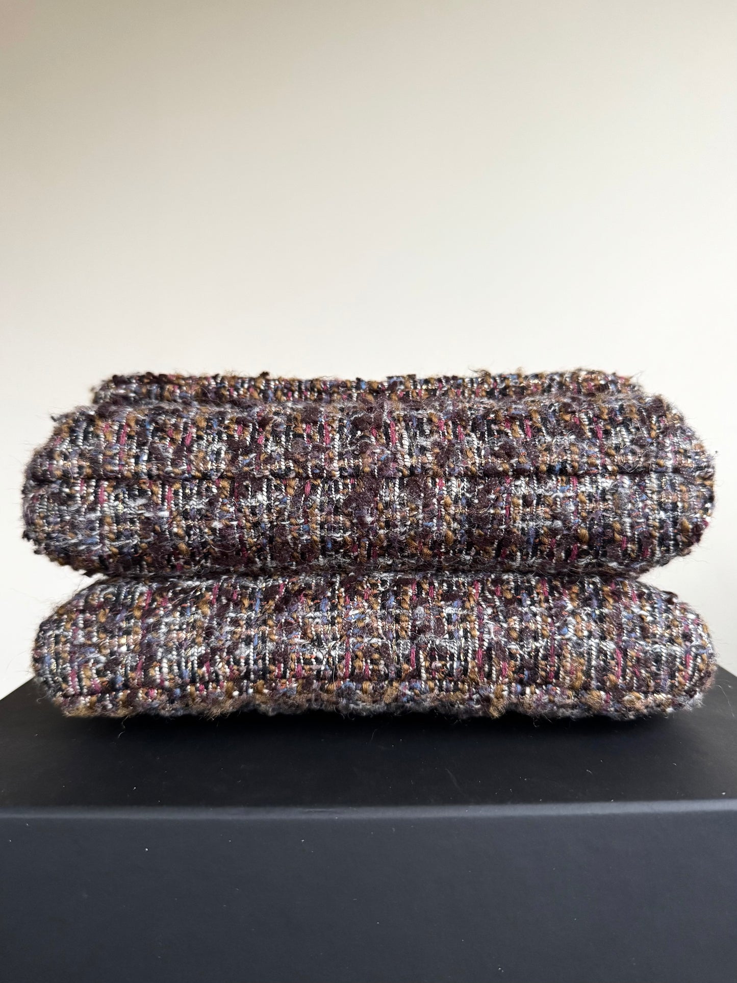 Pre-owned Chanel Knock On Wood Brown Tweed Top Handle Flap Bag