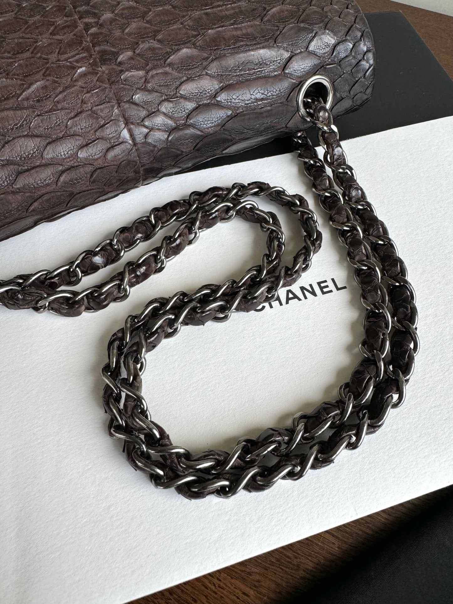 Pre-owned Chanel Timeless Classic Standard Python Flap Bag