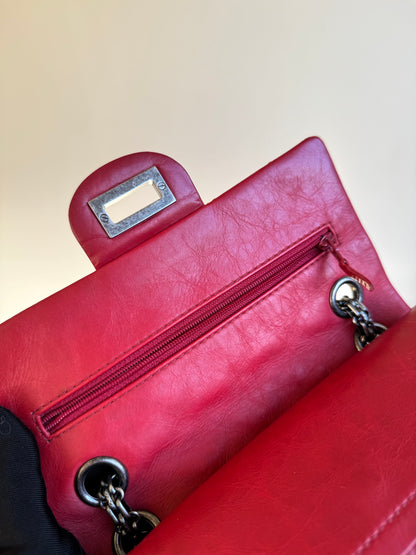 Pre-owned Chanel 2.55 Reissue Small 224 Red Leather Flap Bag