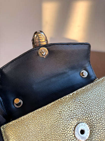 Pre-owned Bvlgari Serpenti Forever Small Gold Stingray Shoulder Bag