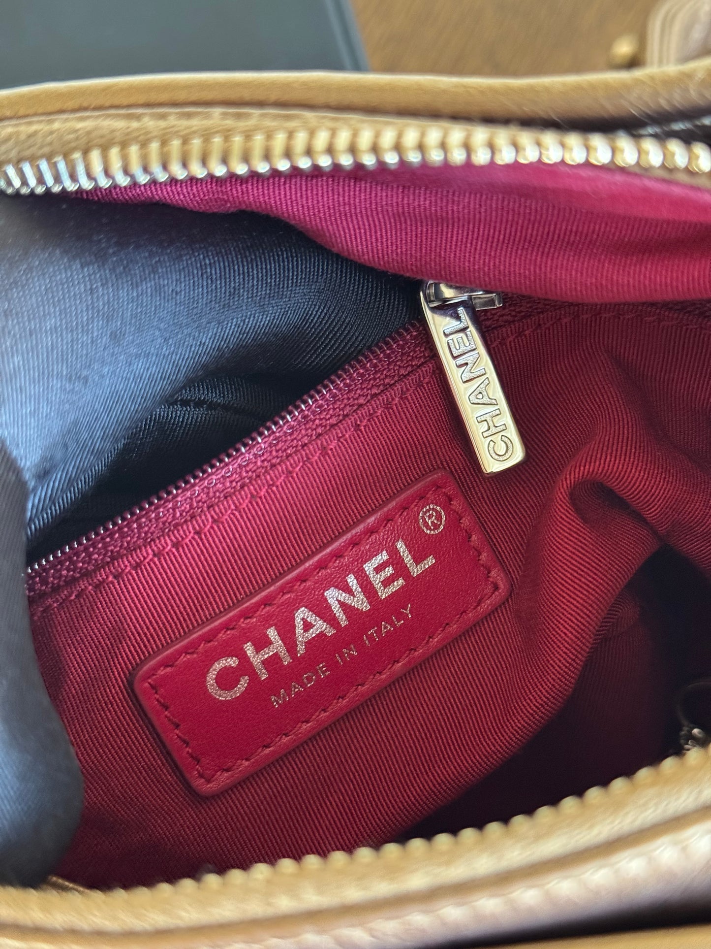 Pre-owned Chanel Gabrielle Small Bronze Leather Hobo Bag