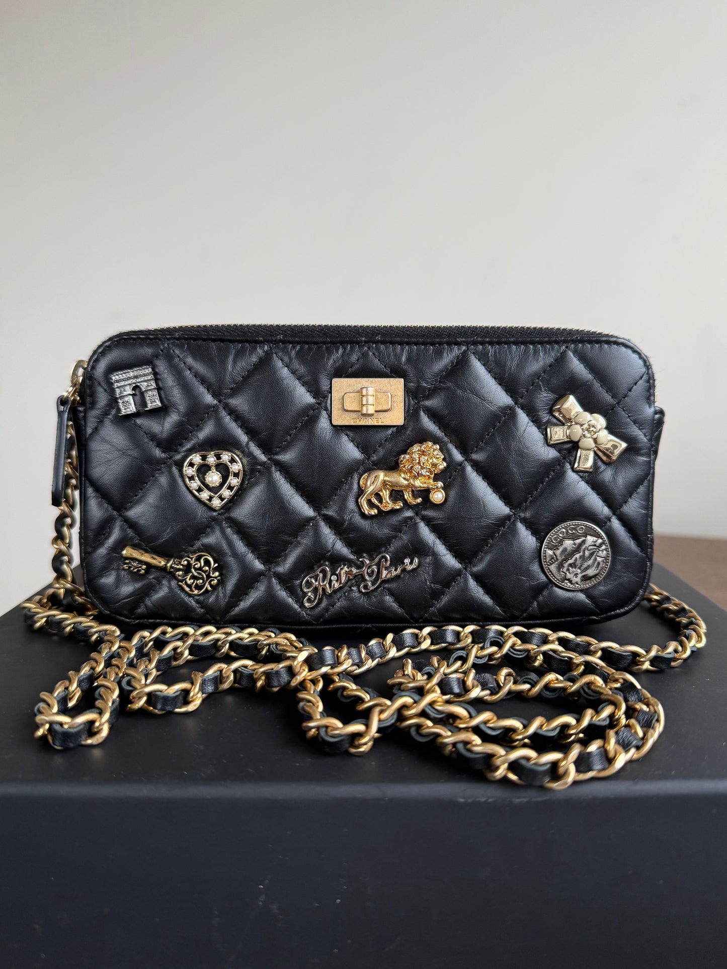 Pre-owned Chanel 2.55 Chain Wallet Lucky Charms Clutch Bag