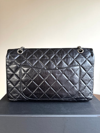 Pre-owned Chanel 2.55 Reissue Maxi 227 Black Calfskin Flap Bag