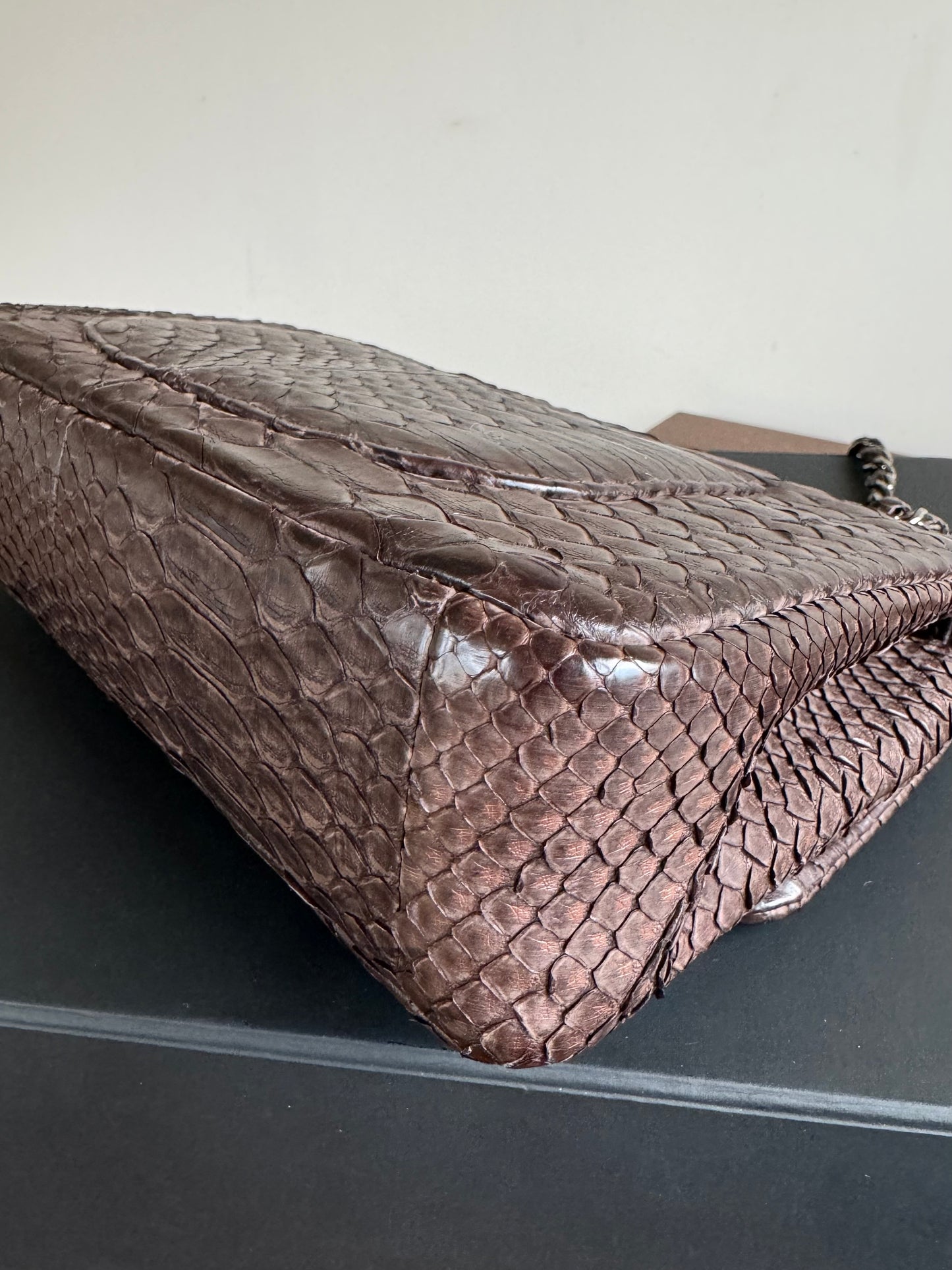 Pre-owned Chanel Timeless Classic Standard Python Flap Bag
