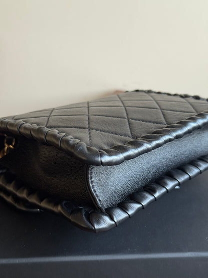 Pre-owned Chanel My Own Frame Small Black Leather Flap Bag