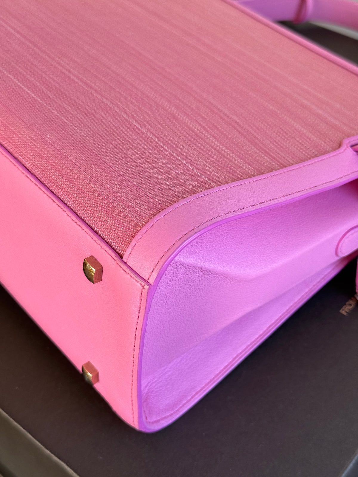 Pre-owned Delvaux Tempête GM Flamingo Pink Toile De Crin Leather Bag Limited Edition