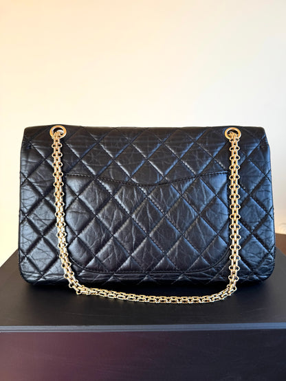 Pre-owned Chanel 2.55 Reissue Maxi 227 Black Calfskin Flap Bag