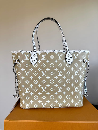 Pre-owned Louis Vuitton Neverfull MM Monogram Giant Kaki Tote Bag