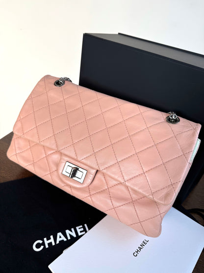 Pre-owned Chanel 2.55 Maxi 227 Rose Mint Lambskin Flap Bag