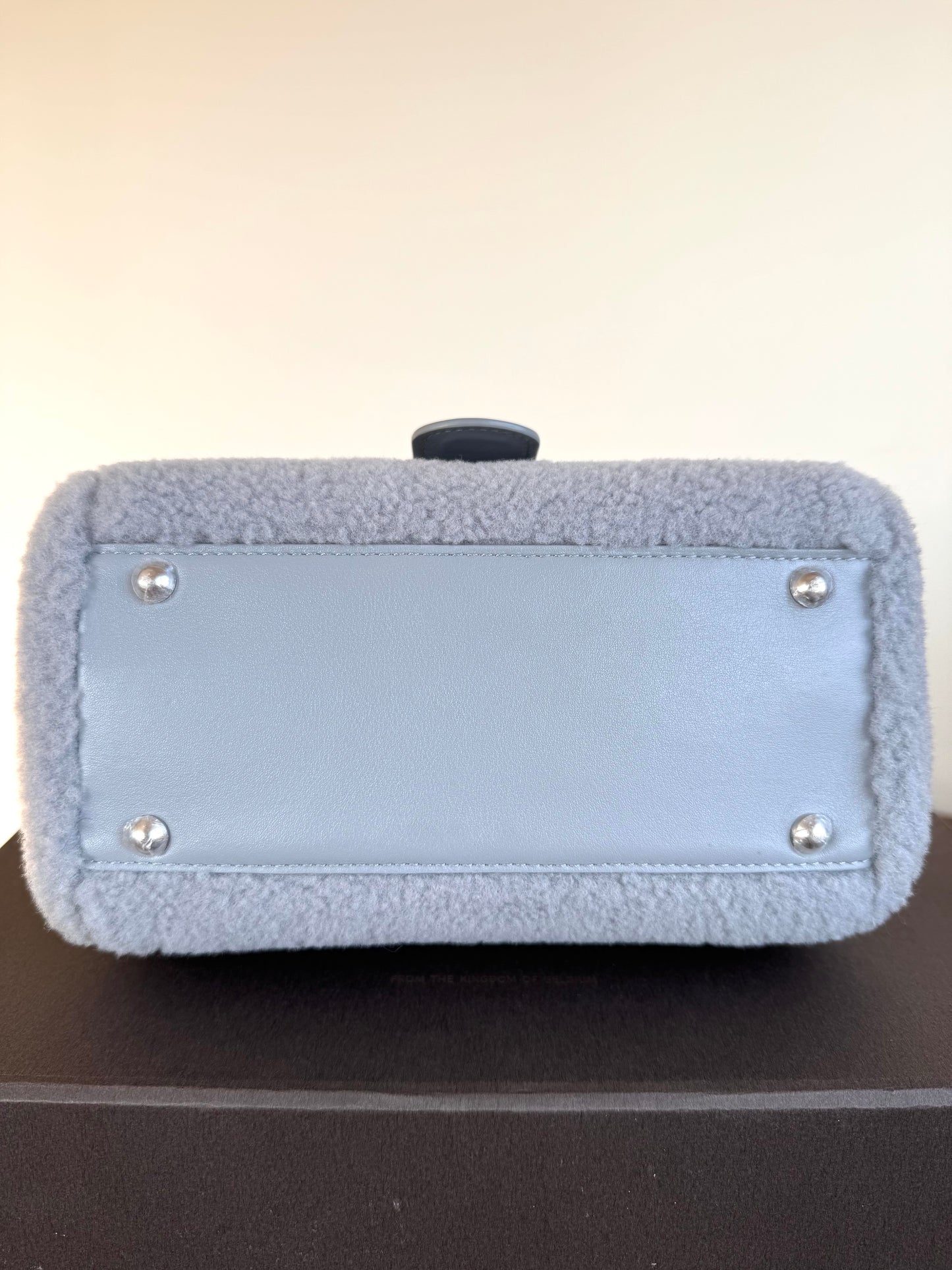 Pre-owned Delvaux Brillant Mini Sweet Cloud Teddy Ice Blue Wool Bag Limited Edition