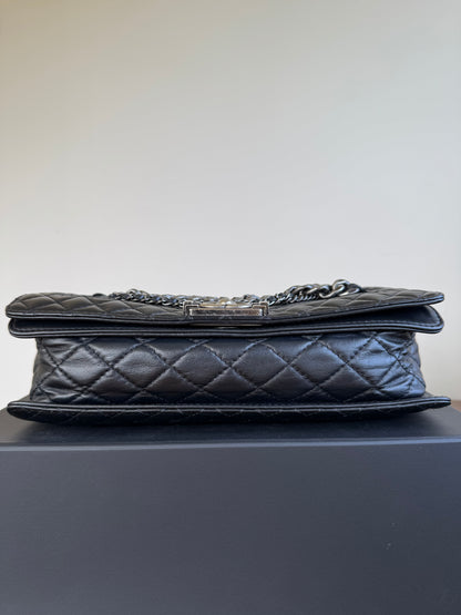 Pre-owned Chanel Boy Large Black Leather Multi-chain Flap Bag Limited Edition