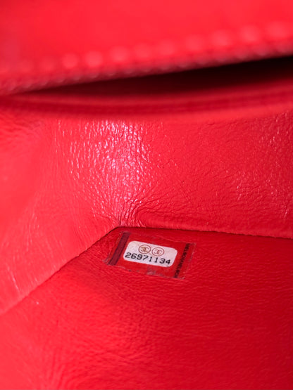 Pre-owned Chanel Timeless Mini Rectangle Coral Red Leather Bag