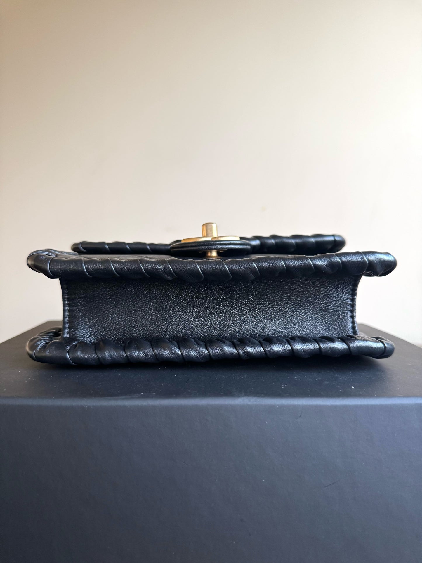 Pre-owned Chanel My Own Frame Small Black Leather Flap Bag