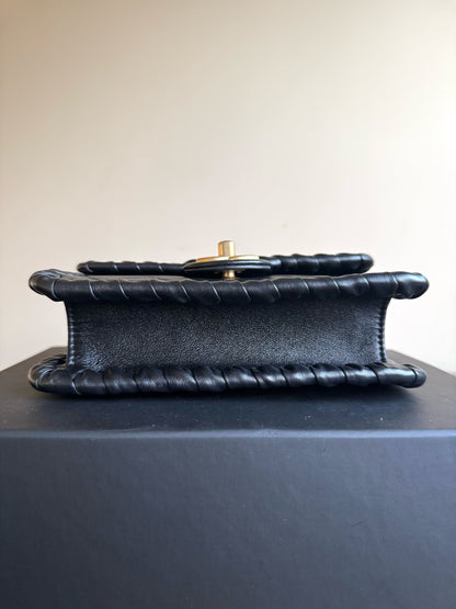 Pre-owned Chanel My Own Frame Small Black Leather Flap Bag