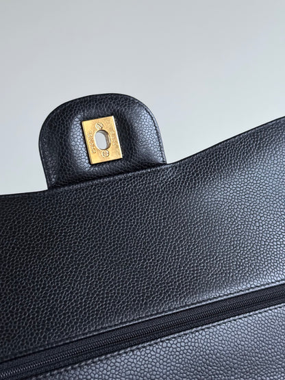 Pre-owned Chanel Timeless Classic Jumbo Black Caviar Flap Bag