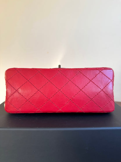 Pre-owned Chanel 2.55 Reissue Small 224 Red Leather Flap Bag