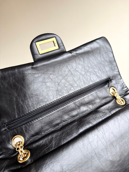 Pre-owned Chanel 2.55 Reissue Maxi 227 Black Calfskin Flap Bag