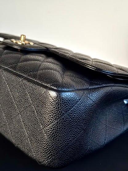 Pre-owned Chanel Timeless Classic Jumbo Black Caviar Flap Bag
