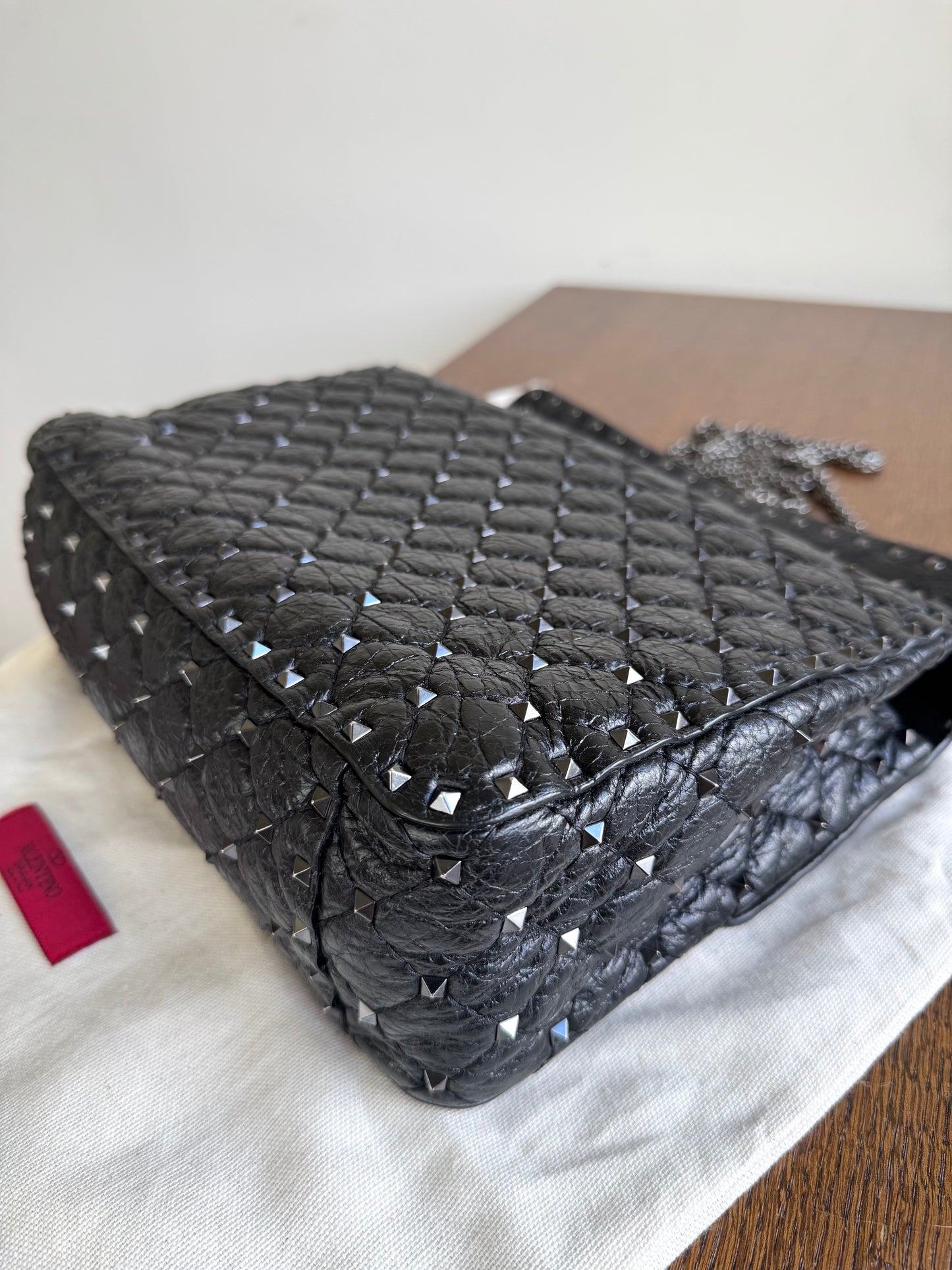 Pre-owned Valentino Garavani Rockstud Spike Large Black Leather Bag