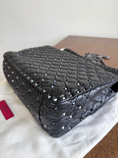 Pre-owned Valentino Garavani Rockstud Spike Large Black Leather Bag