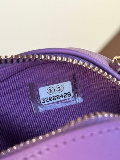 Pre-owned Chanel CC In Love Small Purple Leather Heart Bag