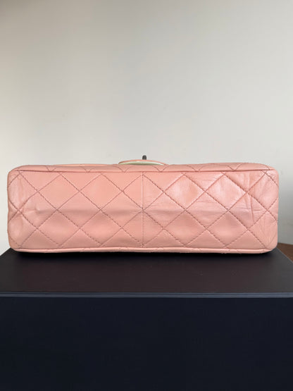 Pre-owned Chanel 2.55 Maxi 227 Rose Mint Lambskin Flap Bag