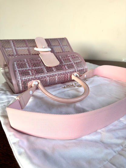 Pre-owned Delvaux Vinyl Gingham The Dreamer Brillant MM Pink Bag