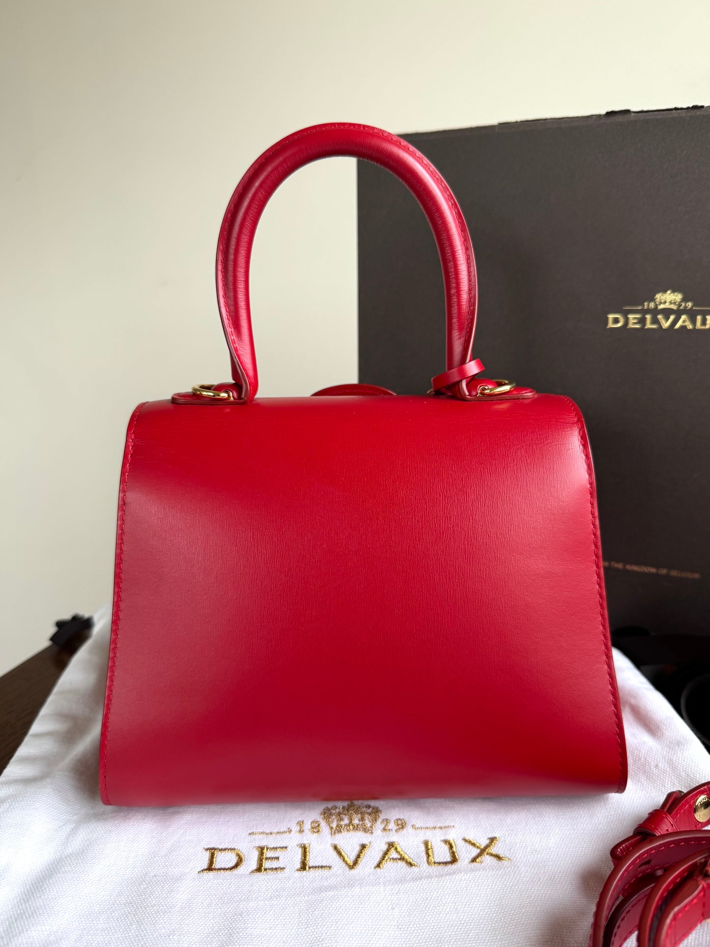 Pre-owned Delvaux Brillant Mini Swarovski Red Box Leather Bag Limited Edition