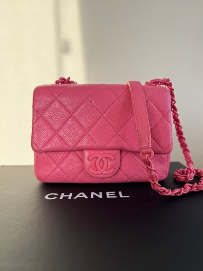 Pre-owned Chanel Timeless Mini Square Incognito Pink Caviar Flap Bag