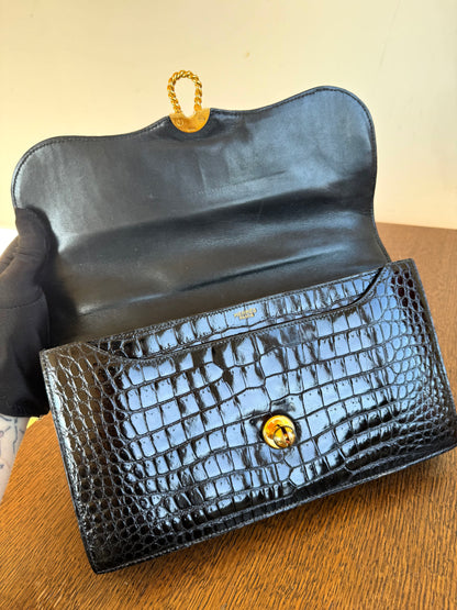 Pre-owned Hermès Vintage Escale Black Crocodile Handle Bag