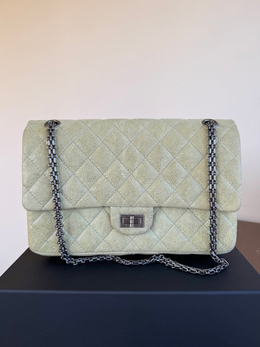 Pre-owned Chanel 2.55 Reissue Large 226 Pistachio Green Nubuck Flap Bag