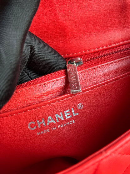 Pre-owned Chanel Timeless Mini Rectangle Coral Red Leather Bag