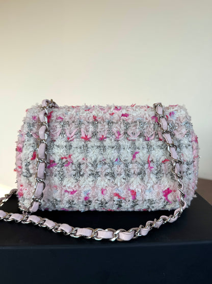 Pre-owned Chanel Timeless Mini Rectangle Pink Tweed Flap Bag
