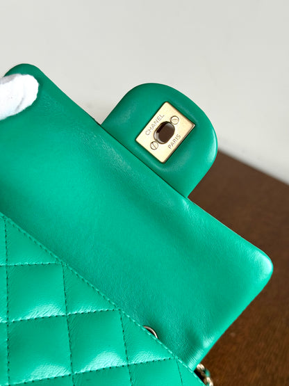 Pre-owned Chanel Timeless Extra Mini Green Leather Flap Bag