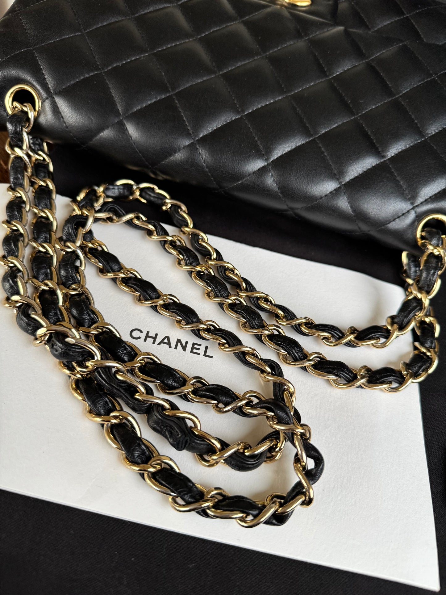 Pre-owned Chanel Timeless Classic Jumbo Black Lambskin Flap Bag
