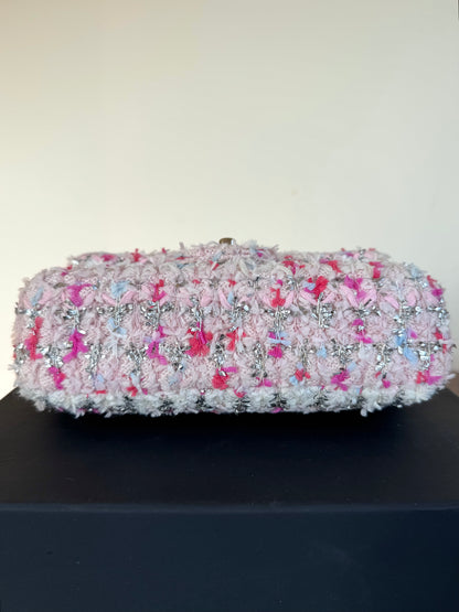 Pre-owned Chanel Timeless Mini Rectangle Pink Tweed Flap Bag