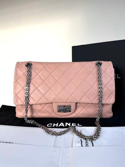 Pre-owned Chanel 2.55 Maxi 227 Rose Mint Lambskin Flap Bag