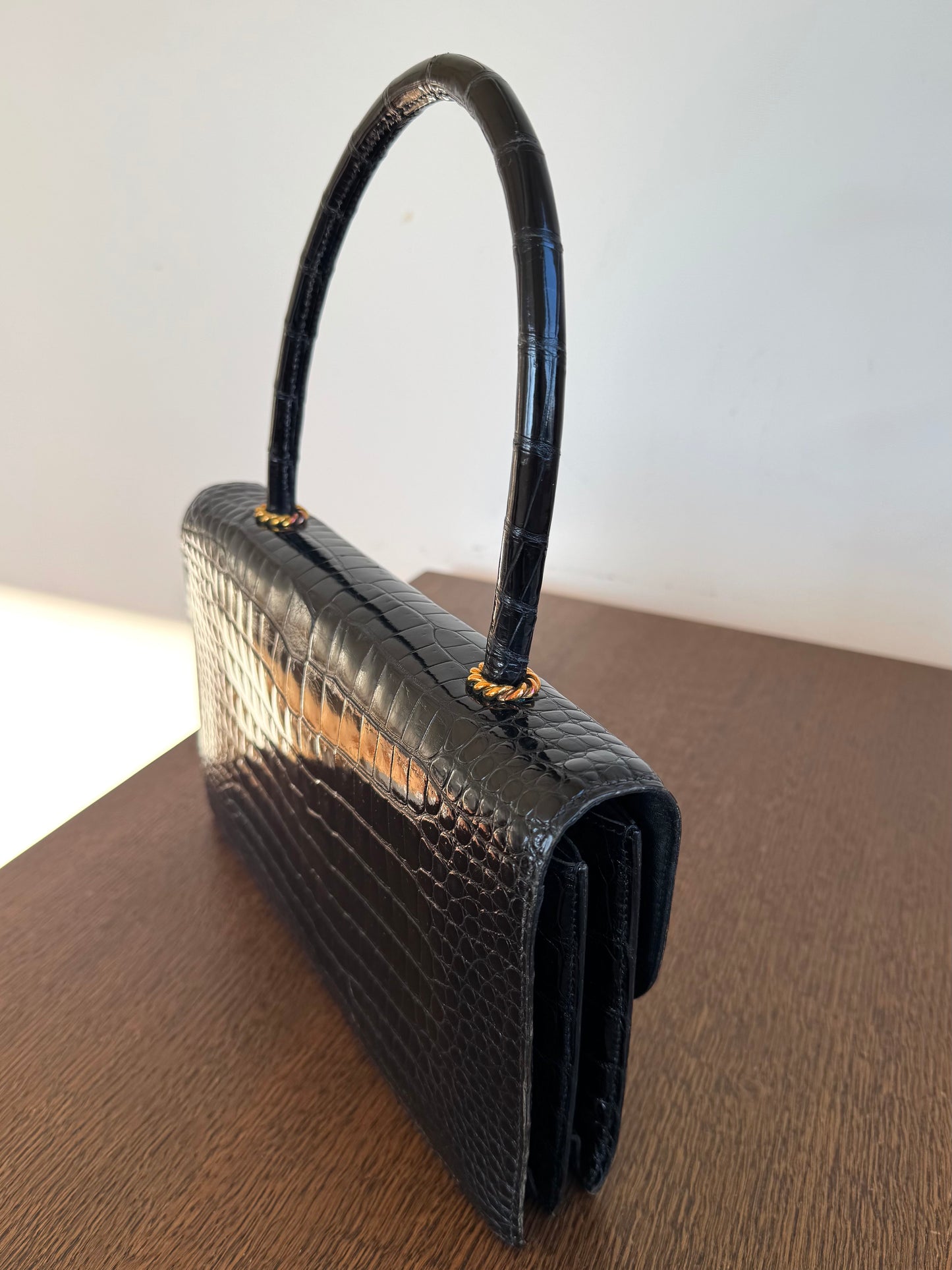 Pre-owned Hermès Vintage Escale Black Crocodile Handle Bag