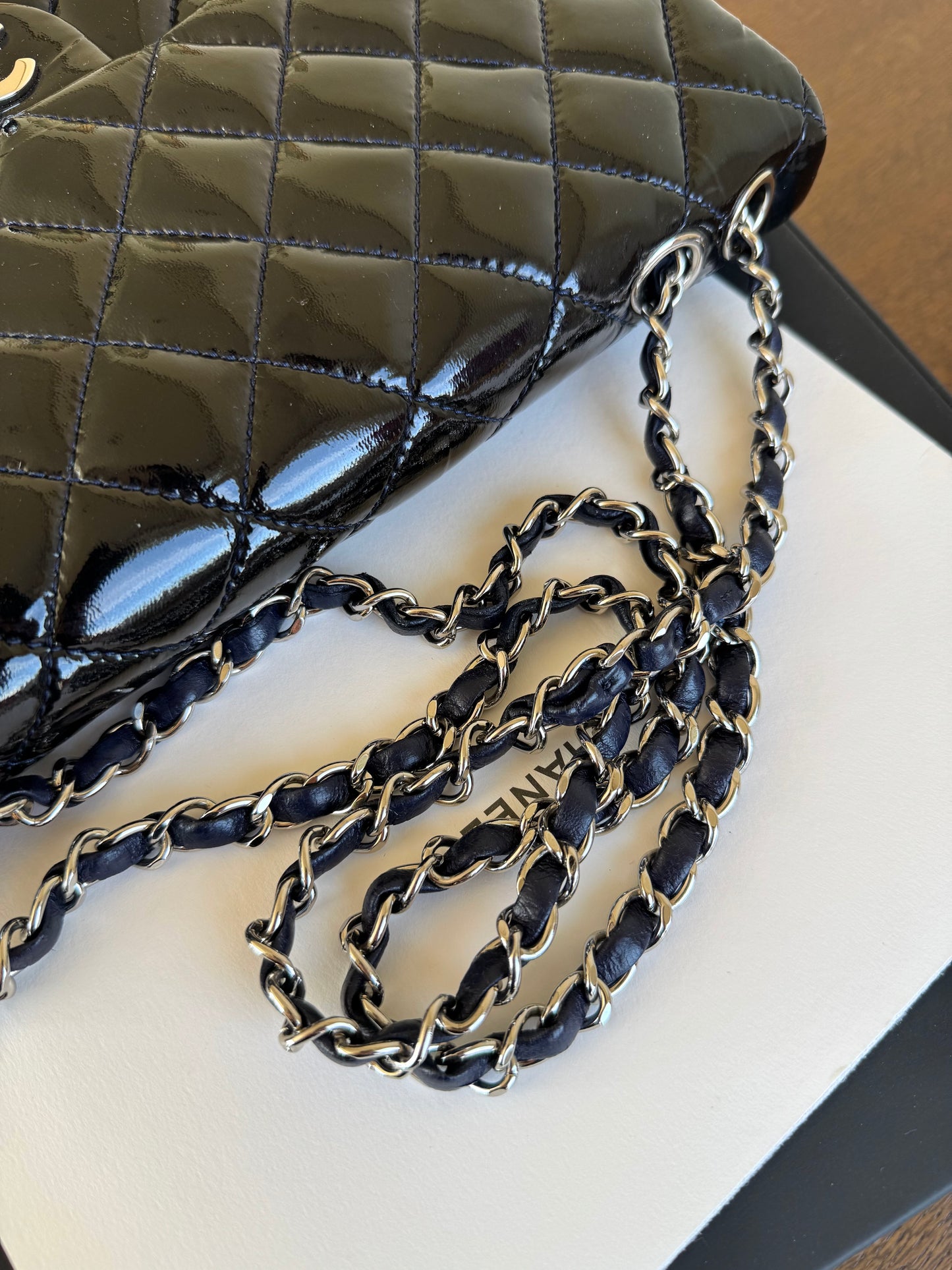 Pre-owned Chanel Classic Jumbo Black Patent Single Flap Bag