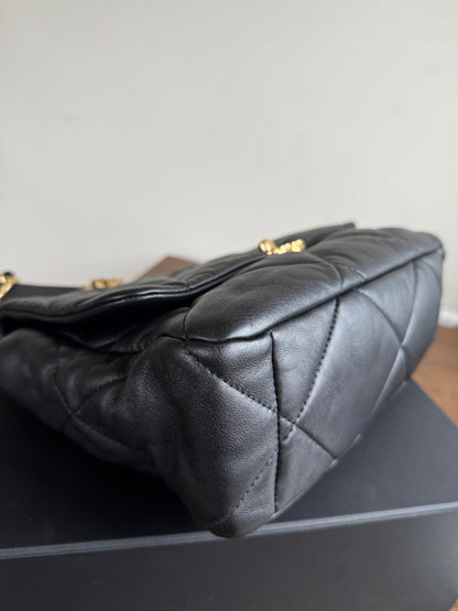 Pre-owned Chanel 19 Large Black Lambskin Flap Bag