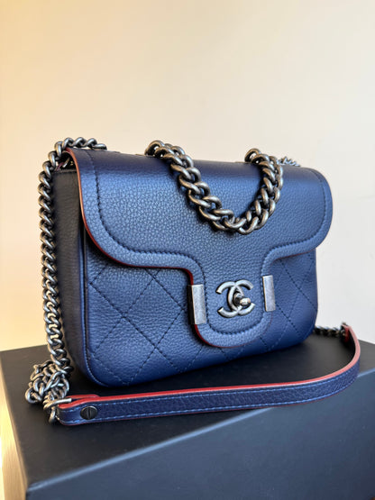 Pre-owned Chanel Archi Chic Navy Blue Leather Flap Bag