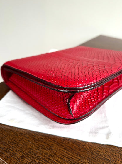 Pre-owned Céline Classic Box Medium Red Python Bag