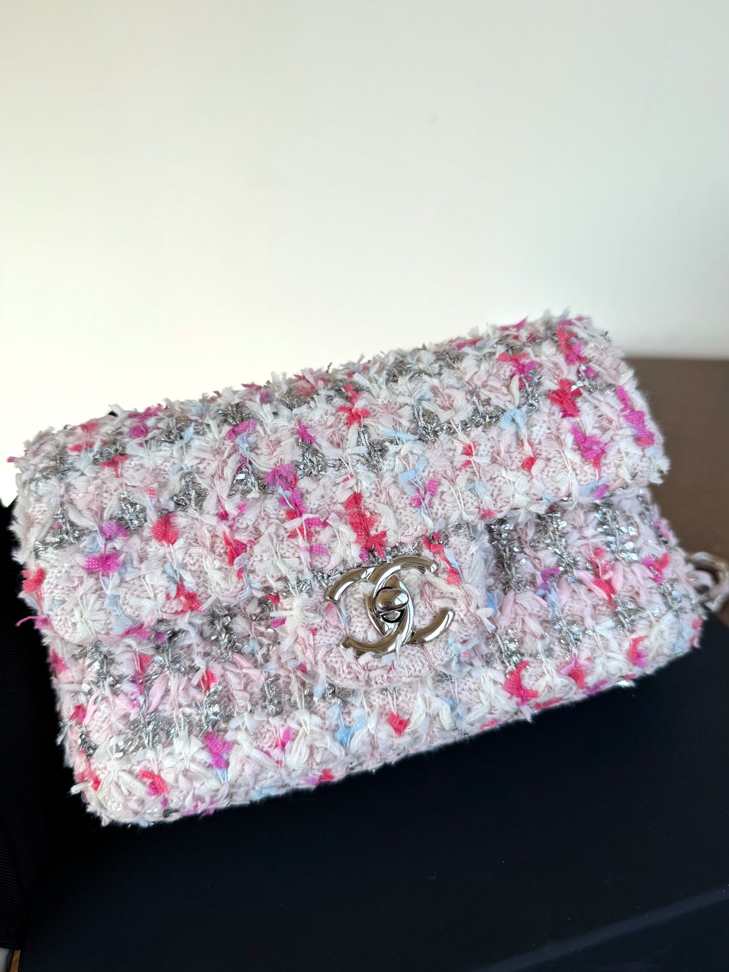 Pre-owned Chanel Timeless Mini Rectangle Pink Tweed Flap Bag
