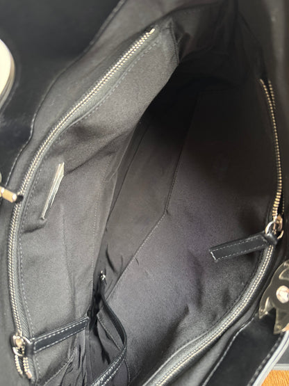 Pre-owned Chanel 31bag Large Black Purple Waxed Leather Tote Bag