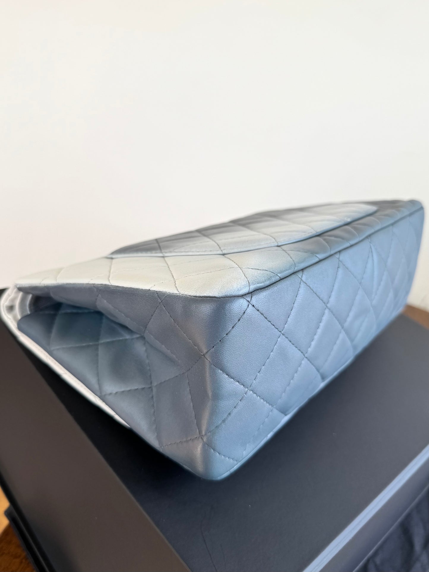 Pre-owned Chanel 2.55 Reissue Maxi 227 Misty Blue Degrade Lambskin Flap Bag