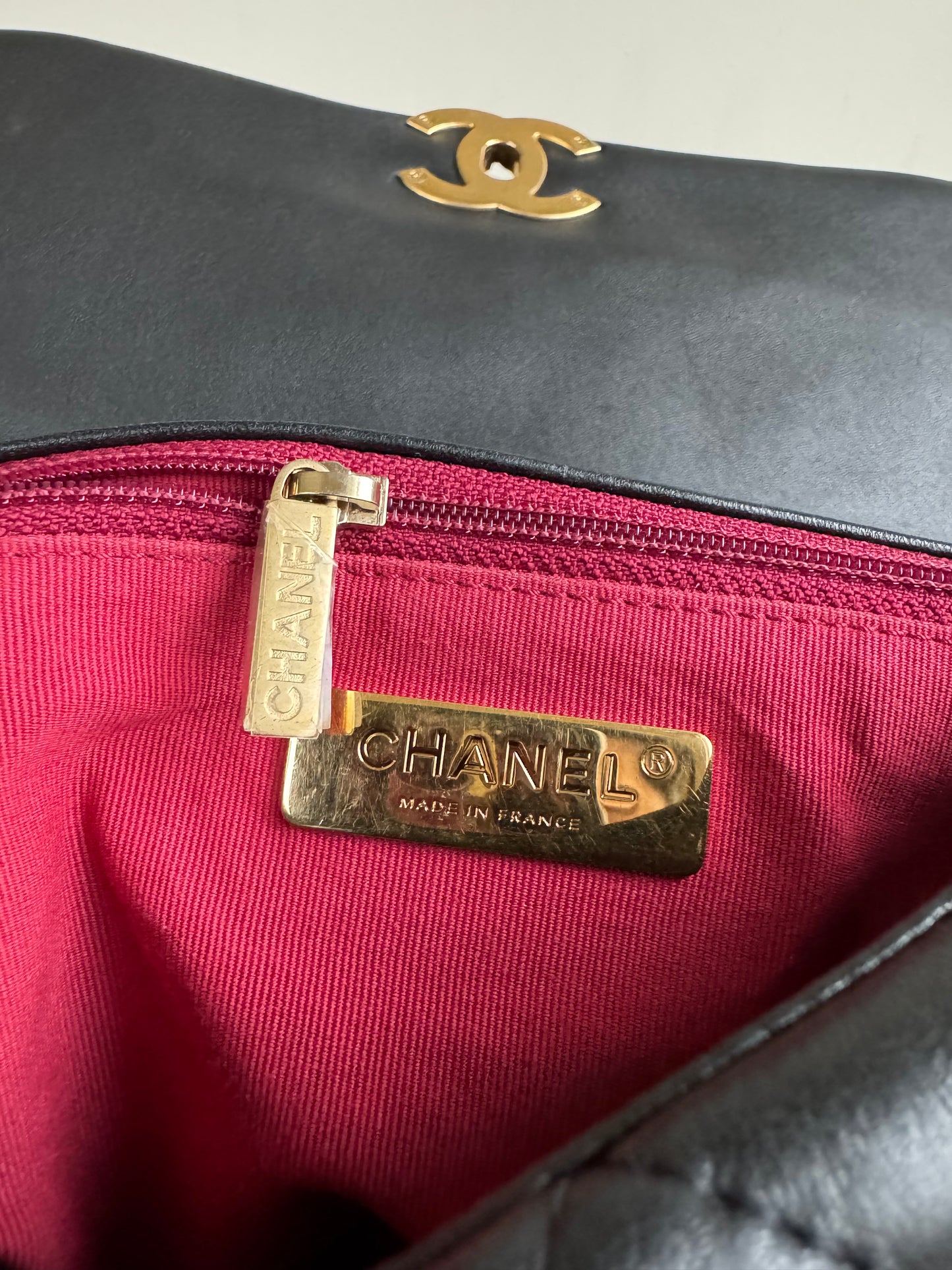 Pre-owned Chanel 19 Large Black Lambskin Flap Bag
