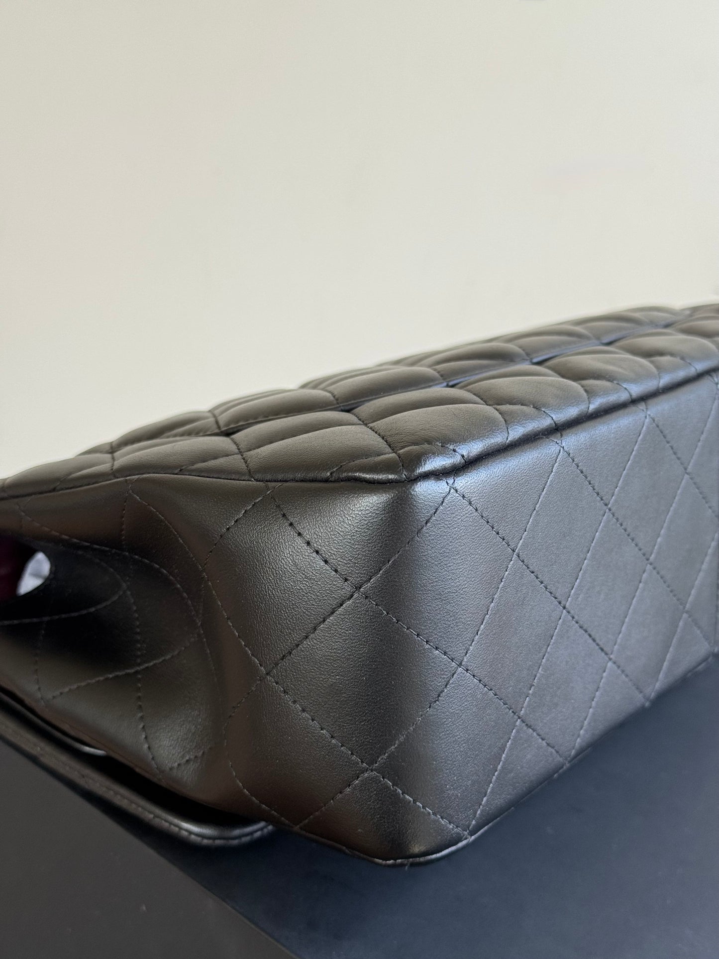 Pre-owned Chanel Timeless Classic Jumbo Black Lambskin Flap Bag