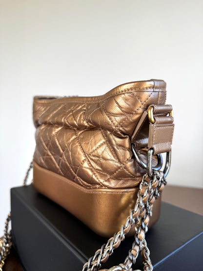 Pre-owned Chanel Gabrielle Small Bronze Leather Hobo Bag