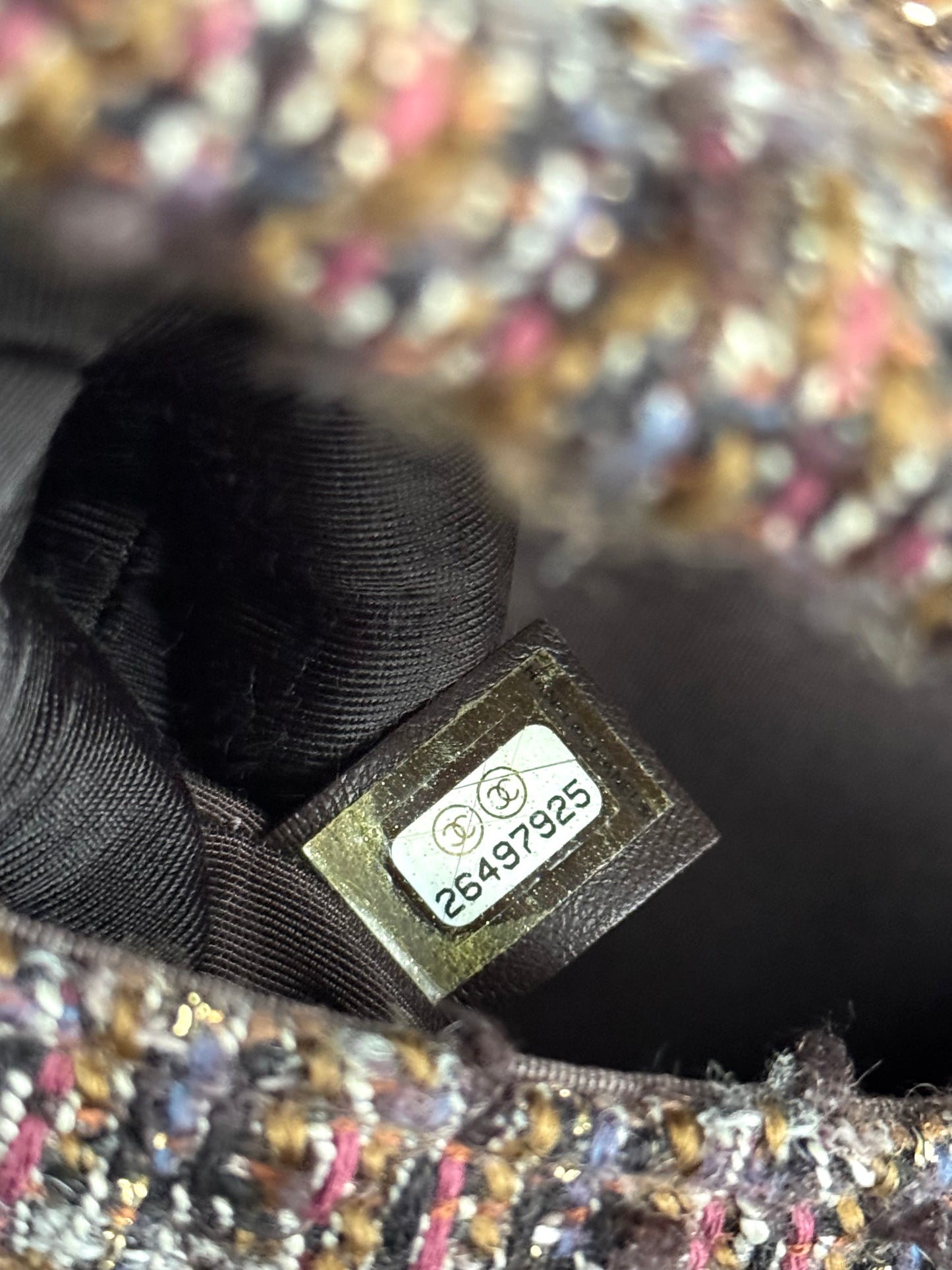 Pre-owned Chanel Knock On Wood Brown Tweed Top Handle Flap Bag